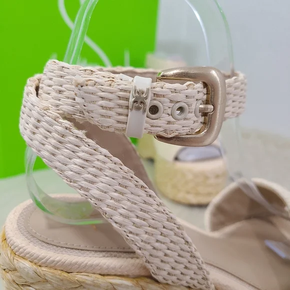 Sam Edelman April platform espadrille sandals Linen Raffia cream size 7.5 NEW - Picture 4 of 9